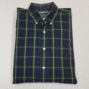 Ralph Lauren  Vintage "Blake" Plaid Button Cotton Shirt Mens XL Long Sleeve Pony
